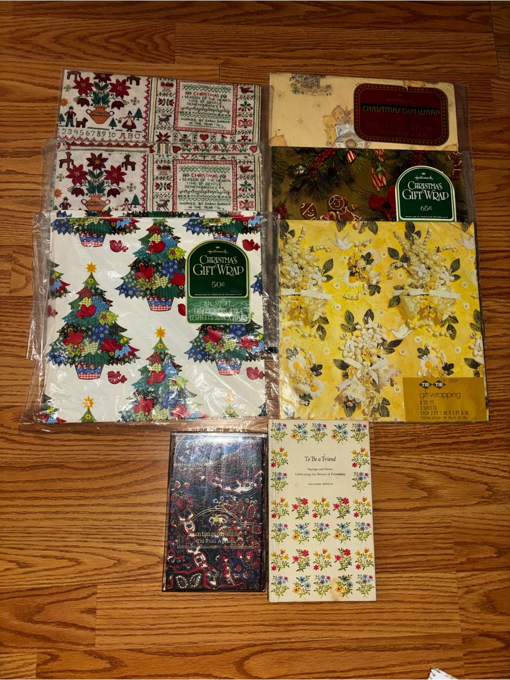 Vintage Assorted Holiday & Floral Gift Wrap, agenda and book